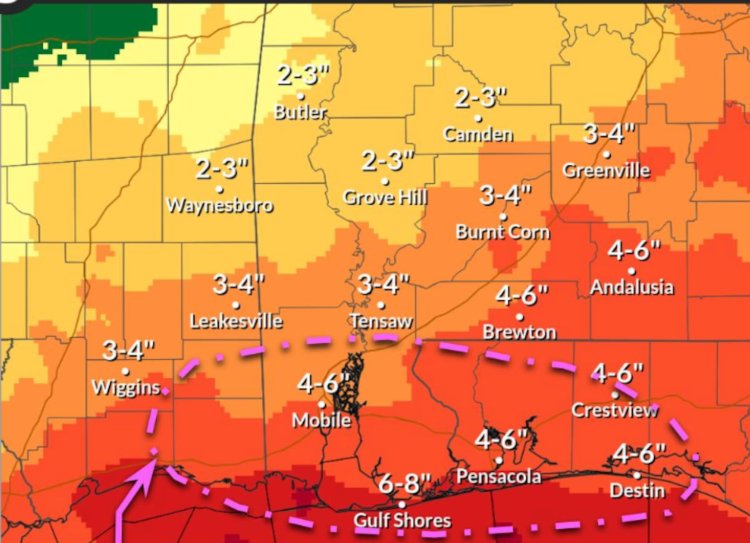 Alabama Gulf Coast Braces for Major Rainfall as Forecasters Predict Up to 10 Inches This Weekend